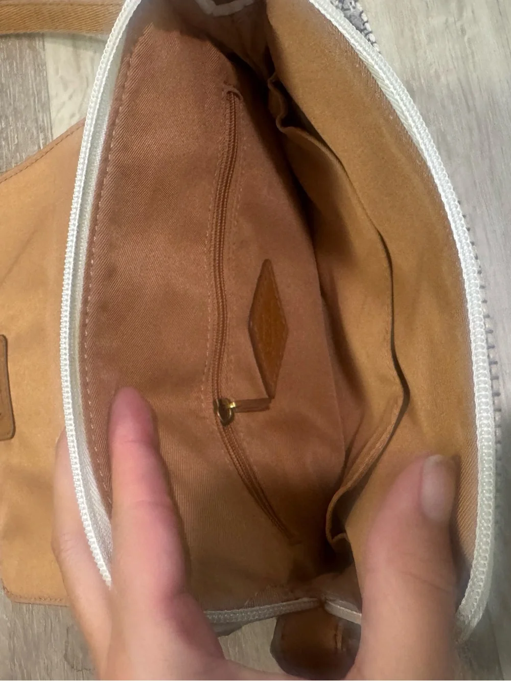 Fossil Brown Leather-Trim Woven Crossbody Bag